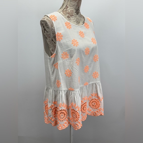 LILLY PULITZER White and Orange embroidered LILLIANA peplum Top size M - Picture 7 of 15